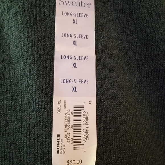 NWT Croft & Barrow Sweater sz XL - Picture 3 of 5